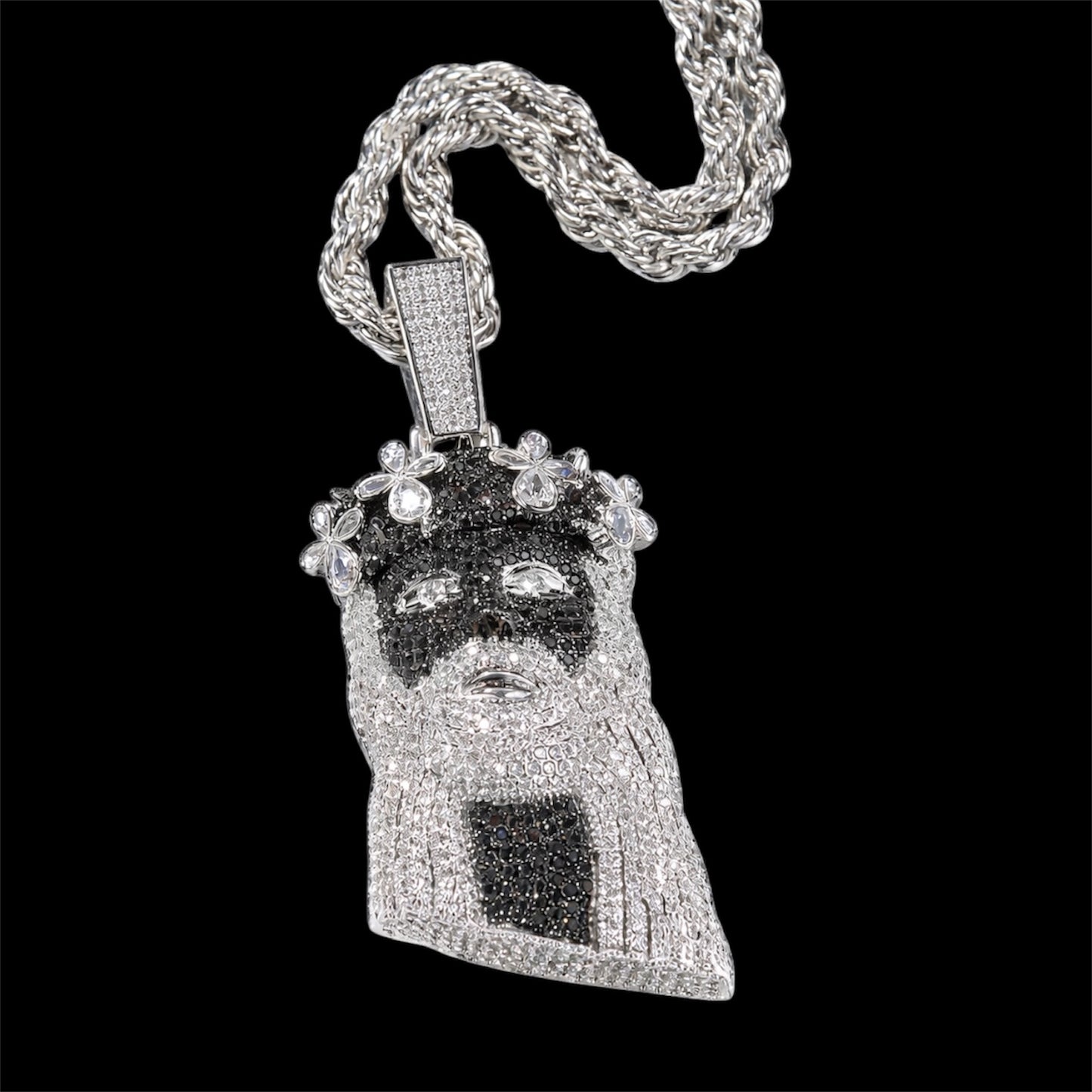 Black PVD Christ Pendant with Crown of Thorns