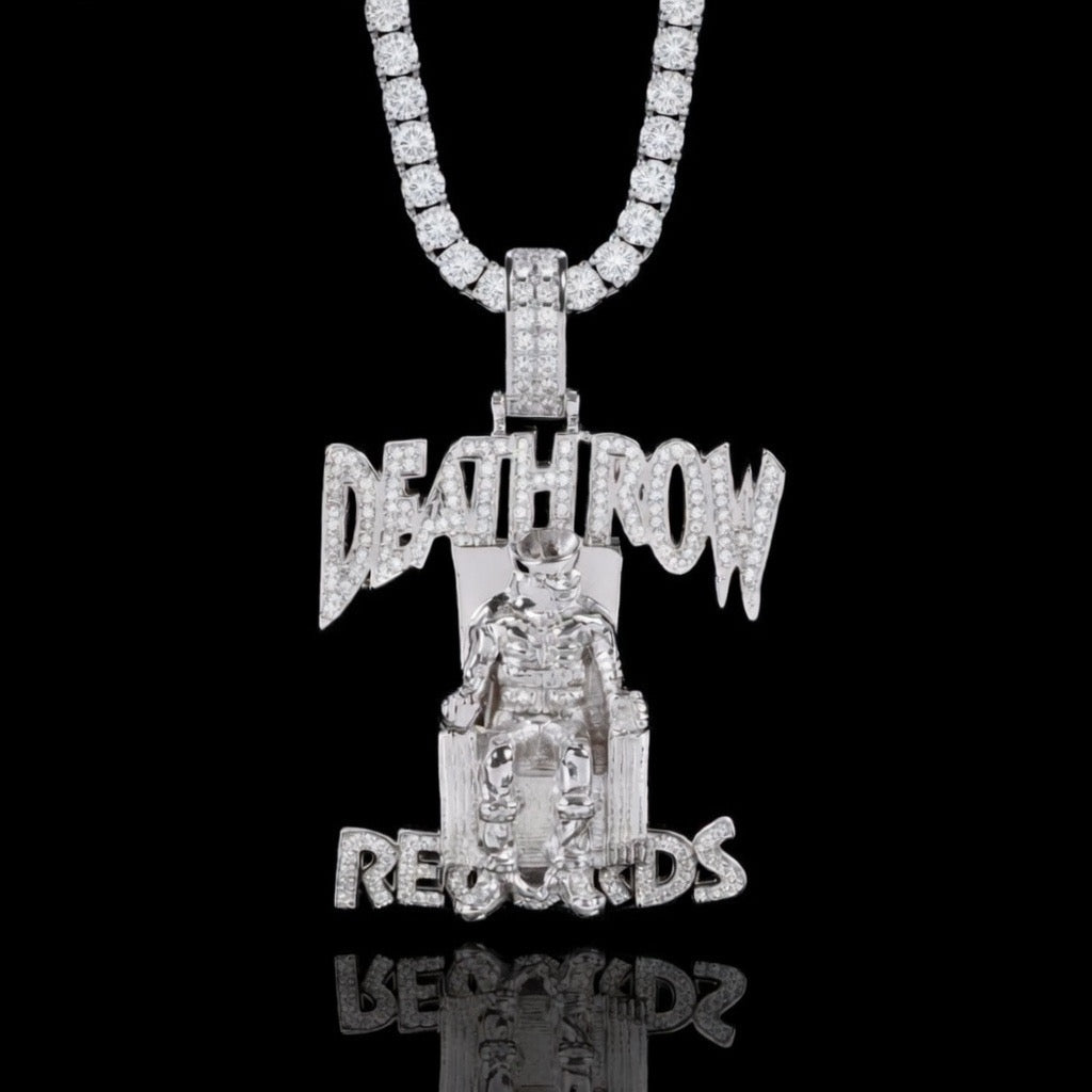 Silver death row pendant with a tennis chain