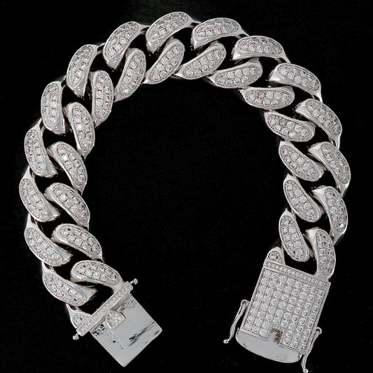 white gold diamond iced out miami cuban chain bracelet 18mm