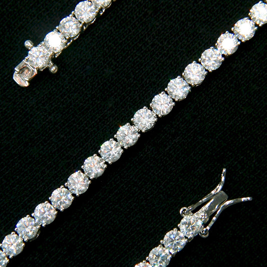 CHAINE DE TENNIS PLAQUE OR BLANC 4MM