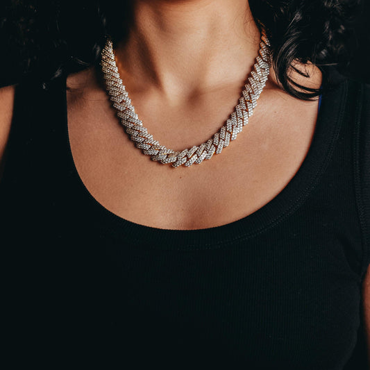 Premium 14mm Miami Cuban S-link chain iced out with diamond stones