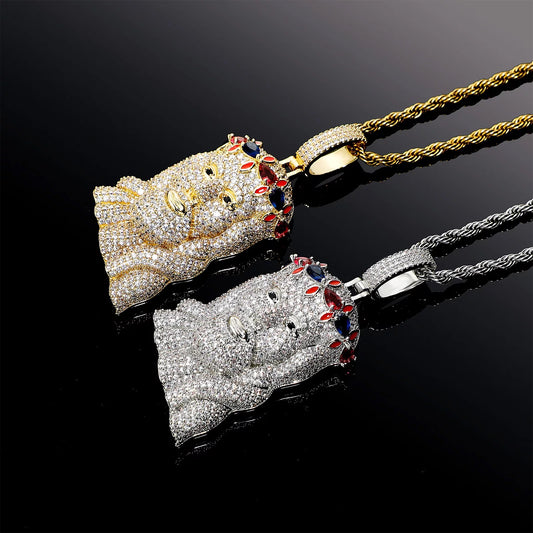 Jesus Pendant with Ruby and Sapphire stones