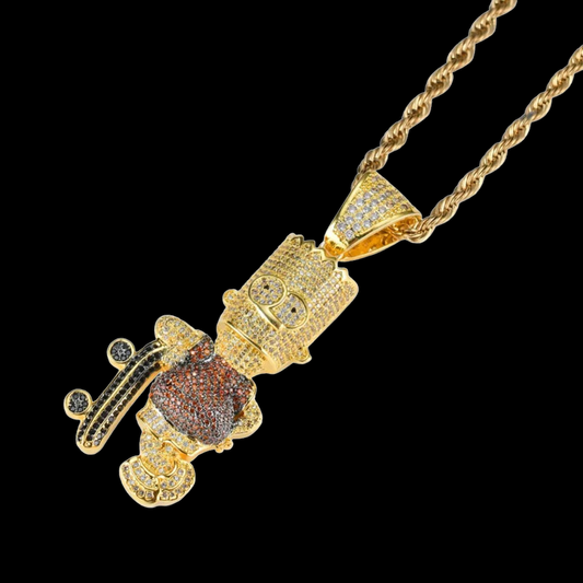 Pendentif Cartoon plaqué or avec skateboard
