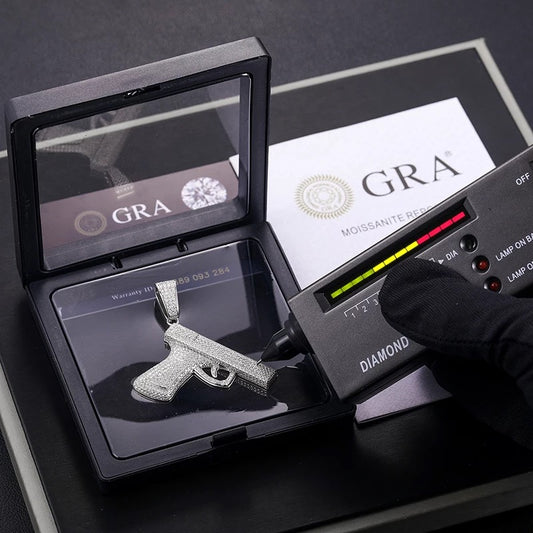 Custom Made Moissanite Diamond Glock Gun