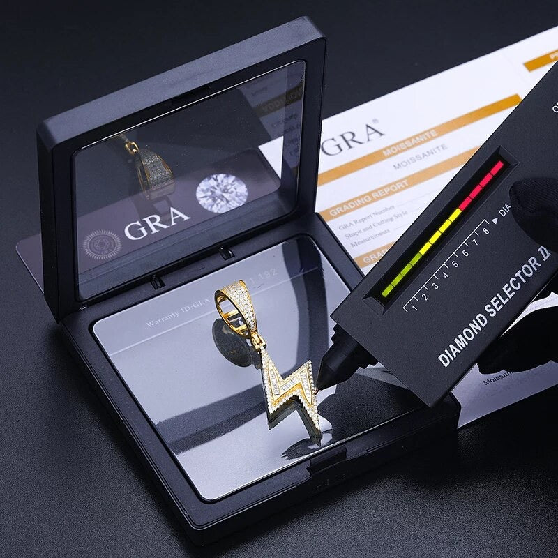 Silver Moissanite Diamond Lightning Pendant