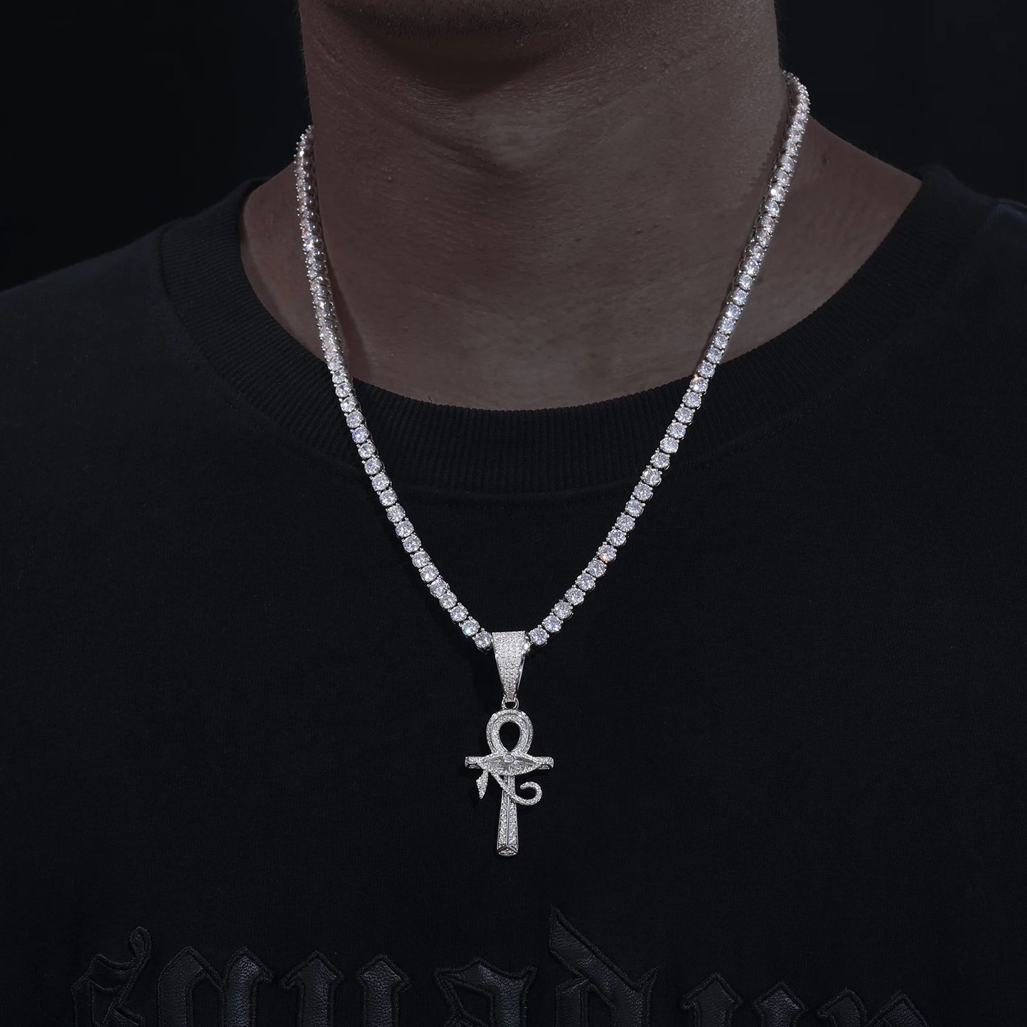 Moissanite Diamond Ankh Pendant