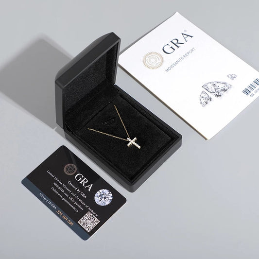 Silver Moissanite Ladies Cross Necklace
