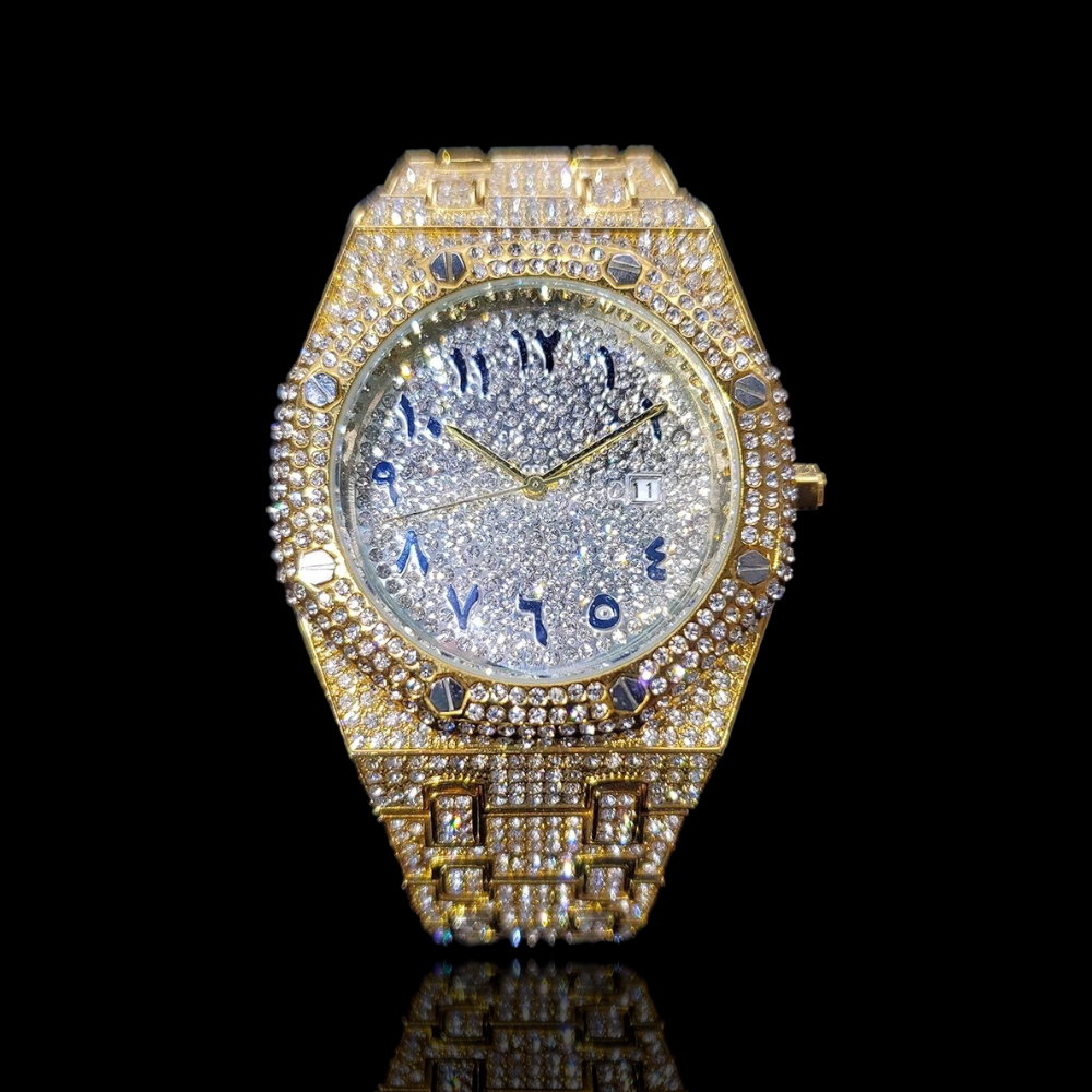 Royal Majestic Arabic 42mm – Fully Iced Gold-Plated Watch