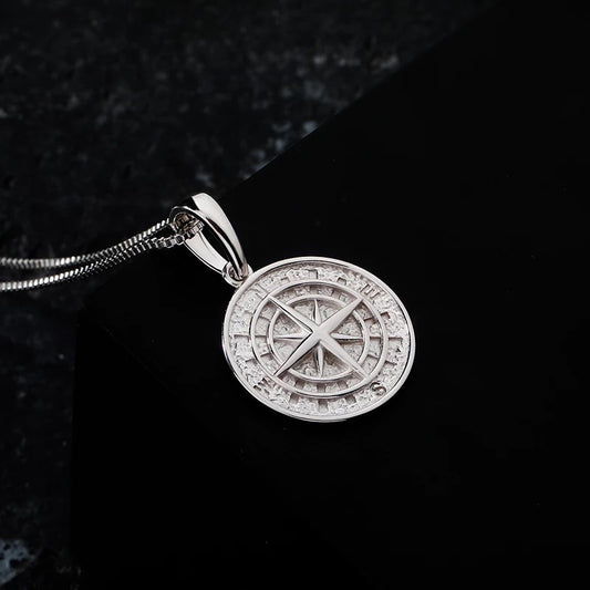 .925 Silver Compass Pendant