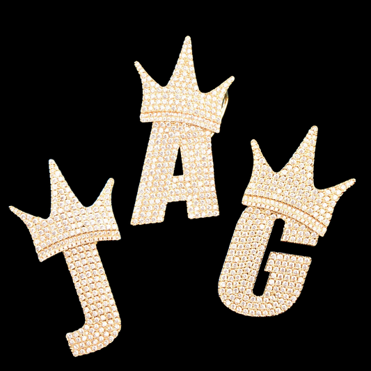 Gold Plated Crown Letter Pendant