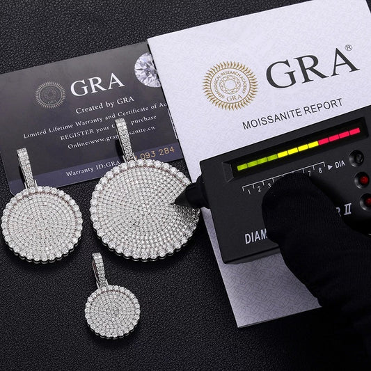 Silver Moissanite Diamond Medallion Pendant