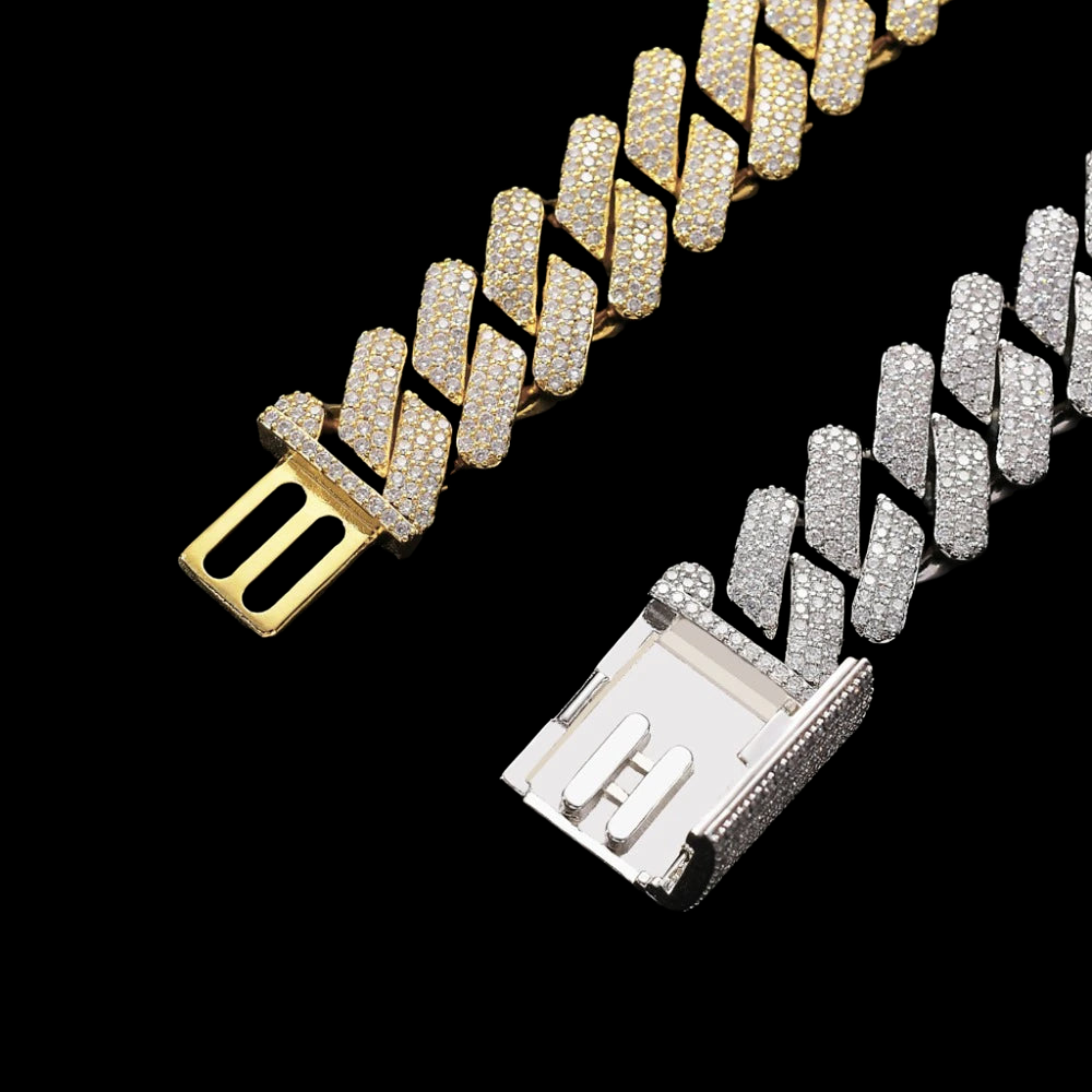 luxury 19mm gold miami cuban s-link bracelet iced out with diamonds