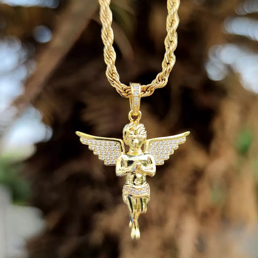 Gold Plated Praying Angel Pendant