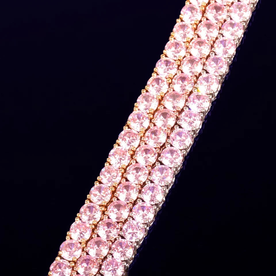 4MM Roze Diamanten Tennis Ketting