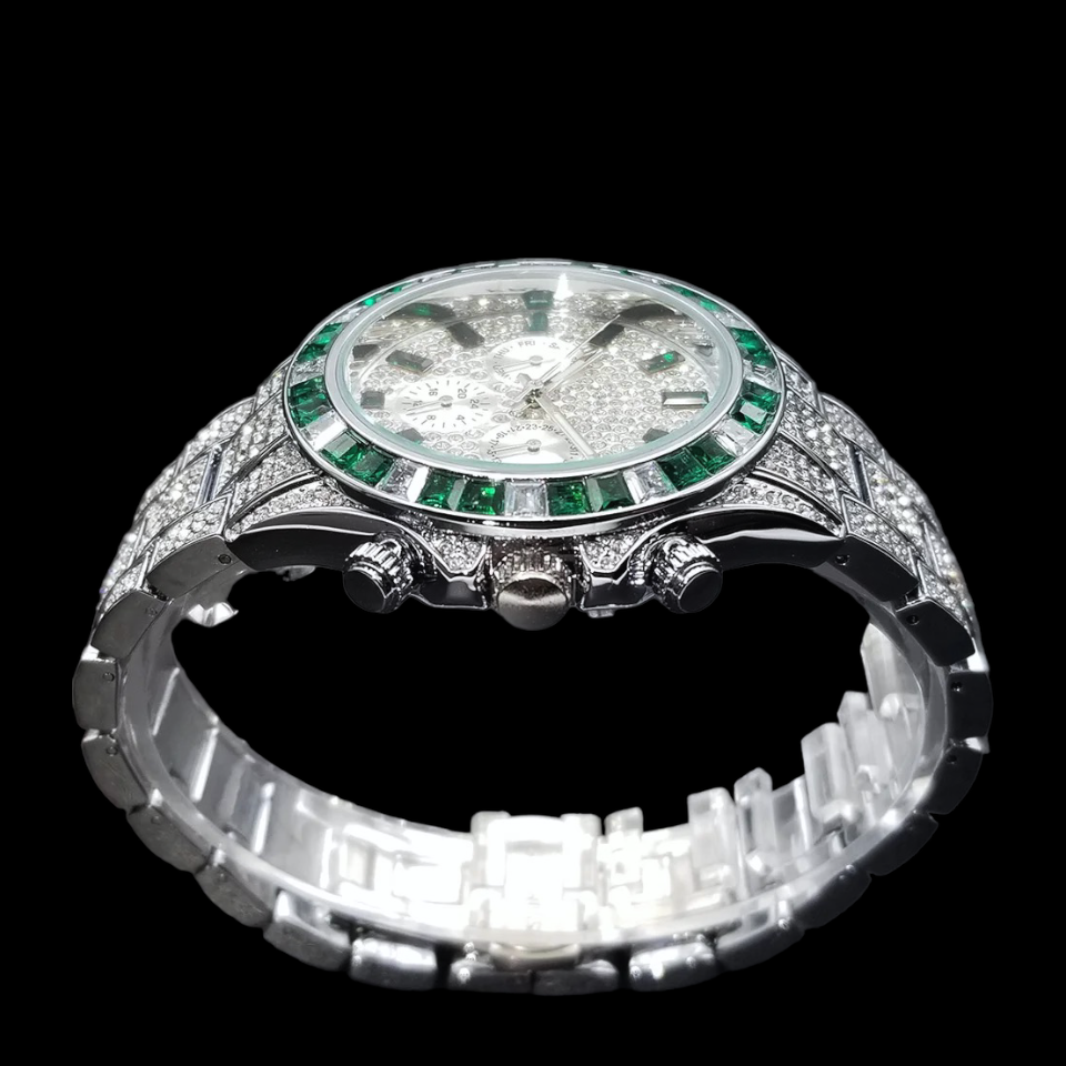 Emerald Frost 42mm – Fully Iced Chronograph Watch