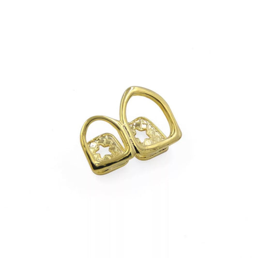 Gold plated double open tooth