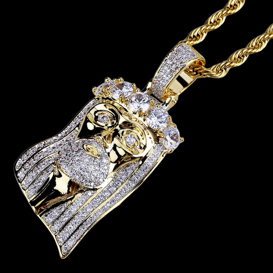 Jesus Pendant with 5 large diamonds