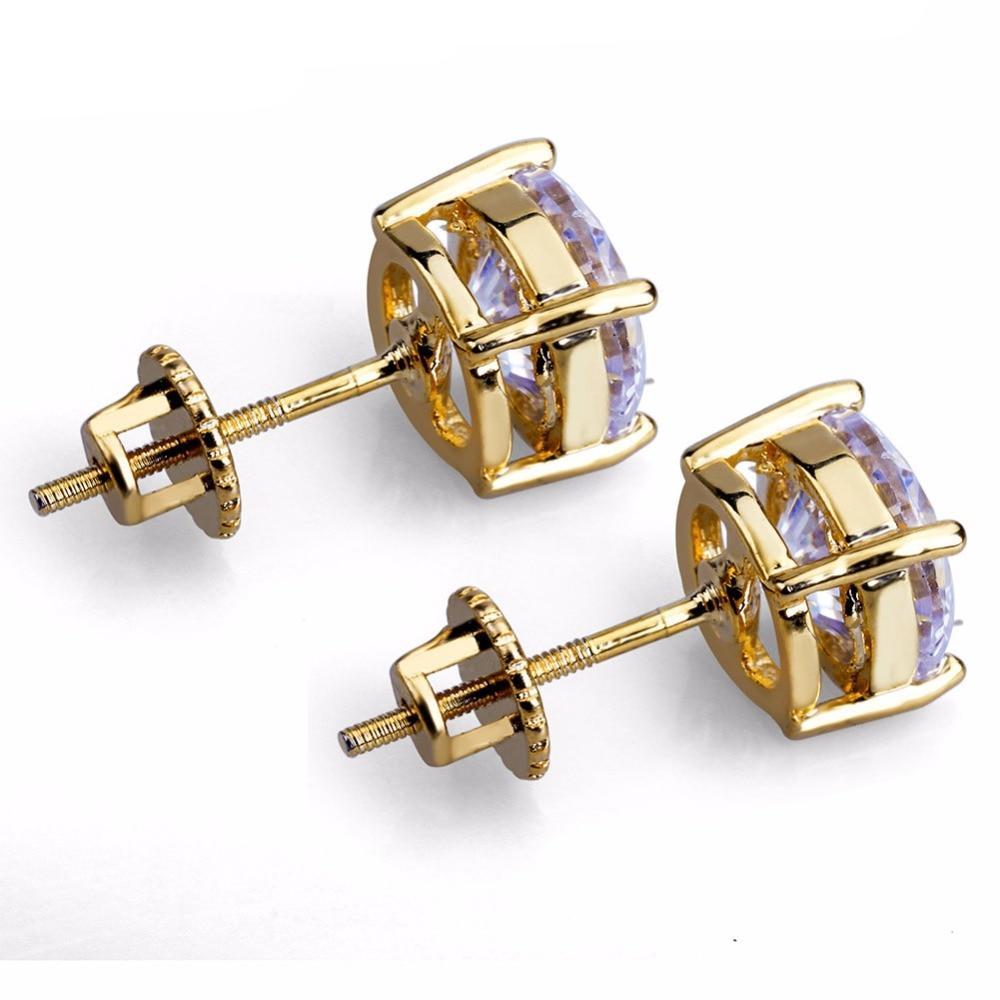 8mm Goldplated CZ Oorbellen - ICED OUT