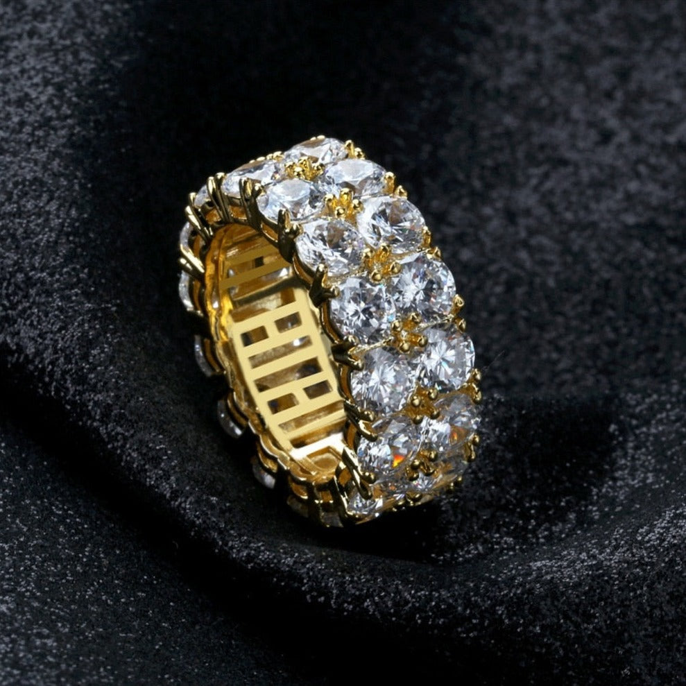 Dubbele Rij Iced Out Diamanten Ring - ICED OUT