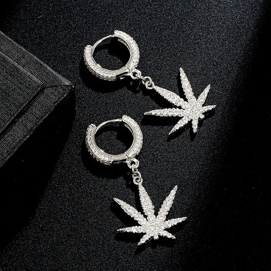 Iced Out Hemp Leaf Earrings