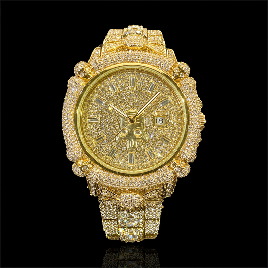 Pirate Skull 44mm  – Fully Iced Gold-Plated Watch