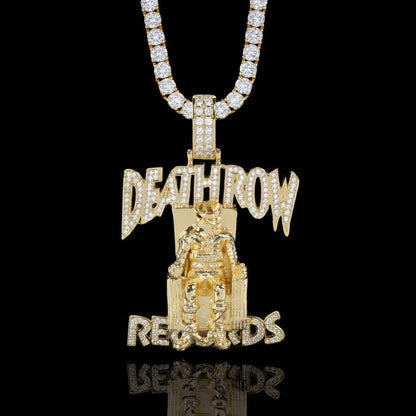 Gold death row pendant with a tennis chain 