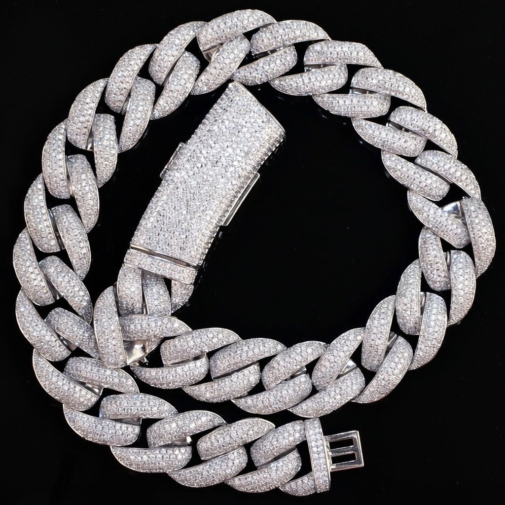 20mm white gold diamond iced out Miami Cuban chain necklace