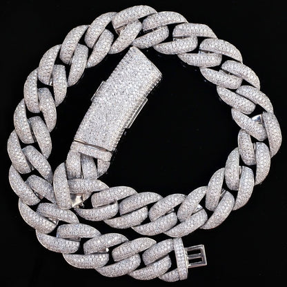 20mm white gold diamond iced out Miami Cuban chain necklace