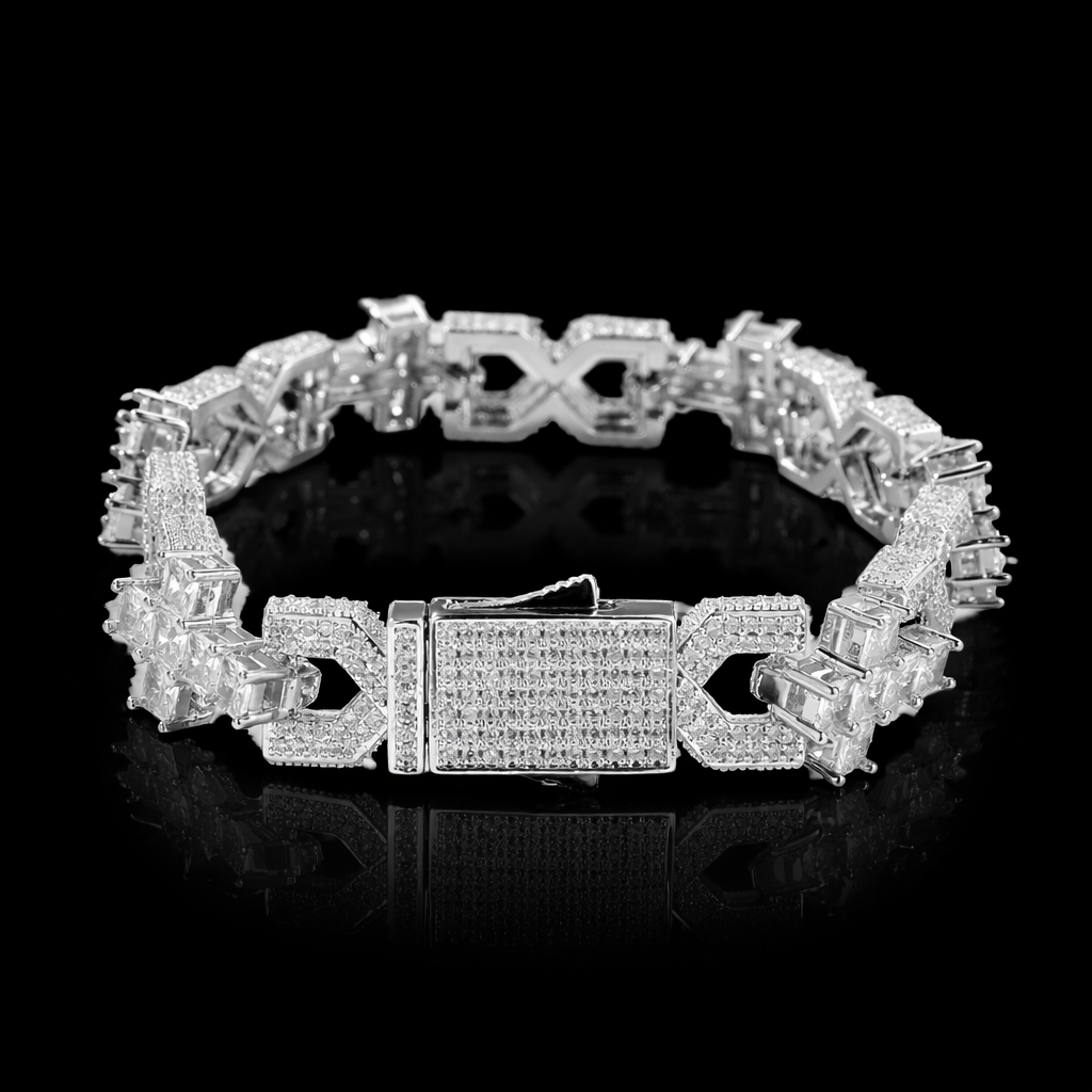 14mm Infinity X Cross Baguette Bracelet