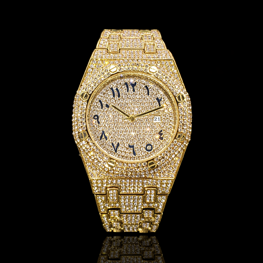 Royal Majestic Arabic 42mm – Fully Iced Gold-Plated Watch