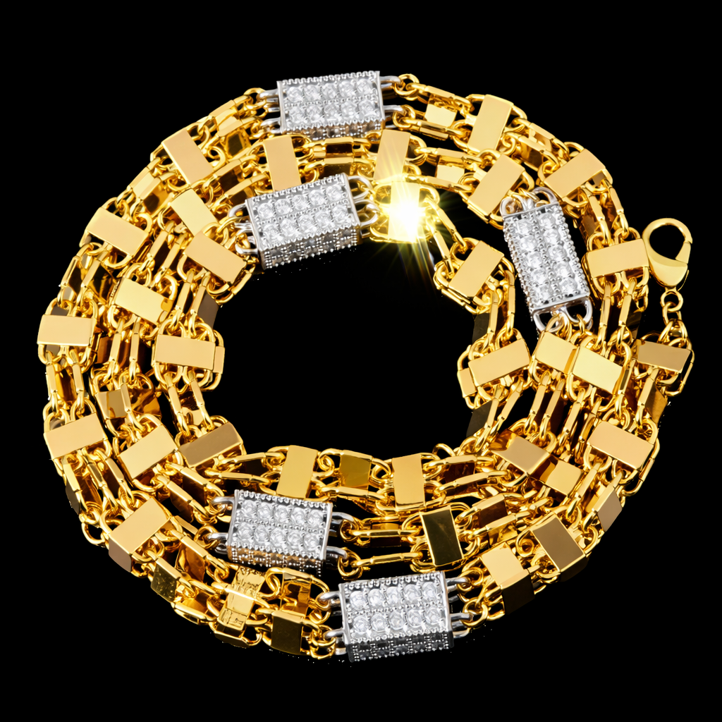 8mm diamanten magnum koningsketting goud zilver