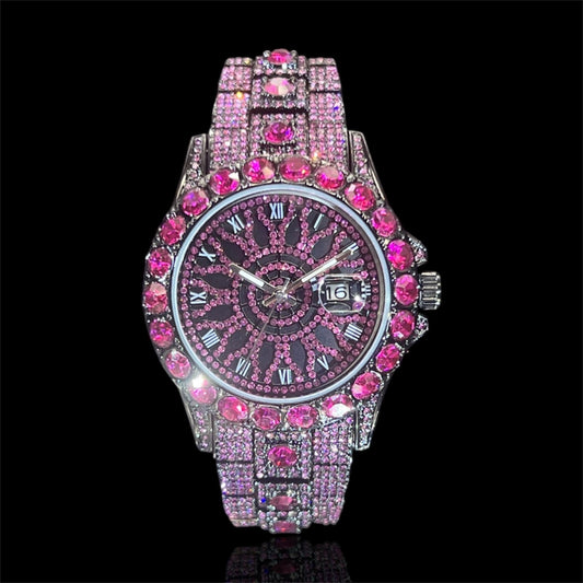Sunburst Date 45mm – Pink Sapphire Iced Edition