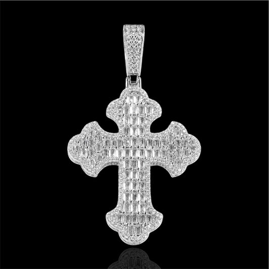 Bottoni Baguette Cross Pendant 