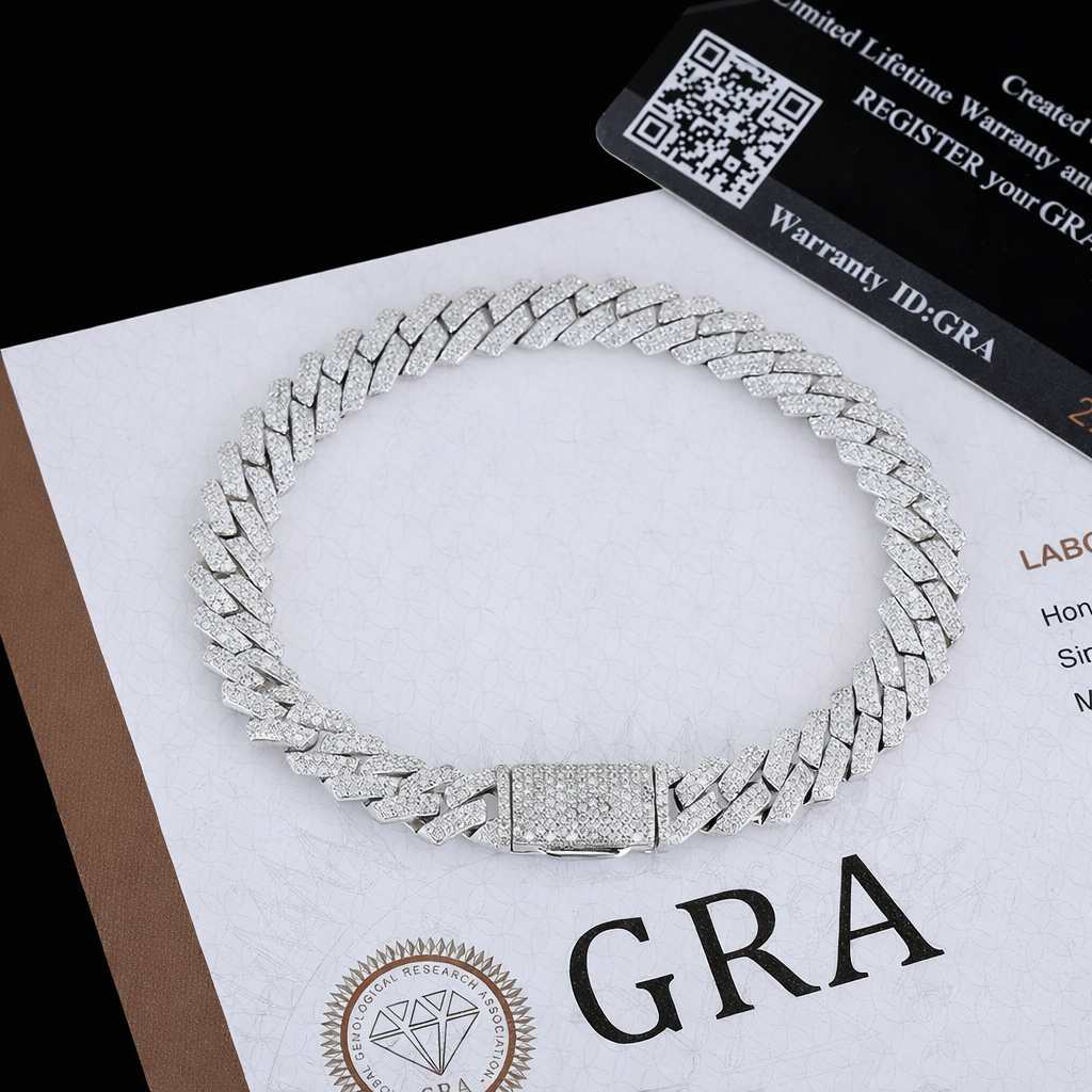 8mm Moissanite Diamond S-Link Cuban Bracelet