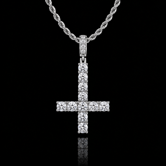 Moissanite Diamond Inverted Cross Pendant