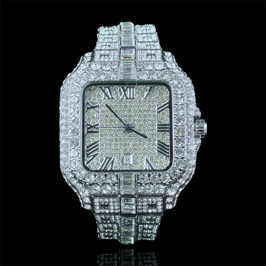 Iced Out Roman King Square Watch