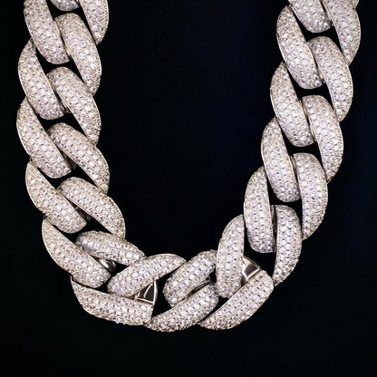 Luxury 20mm white gold Miami Cuban chain iced out with diamonds