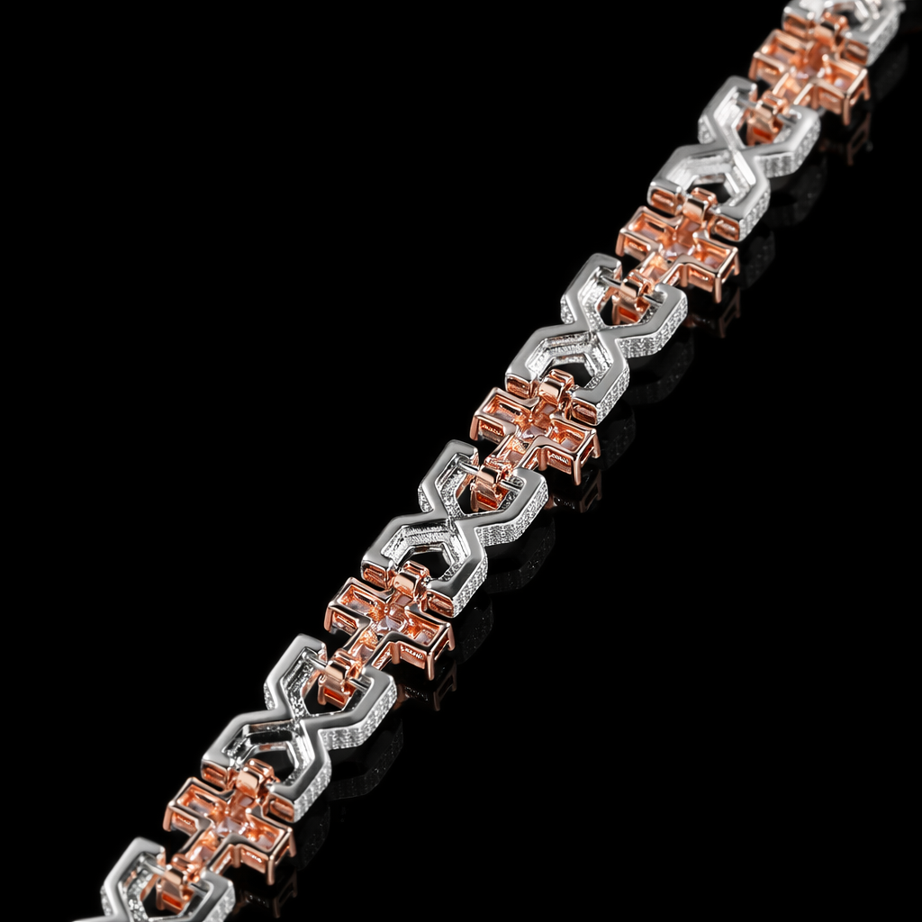 14mm Infinity X Cross Baguette Bracelet