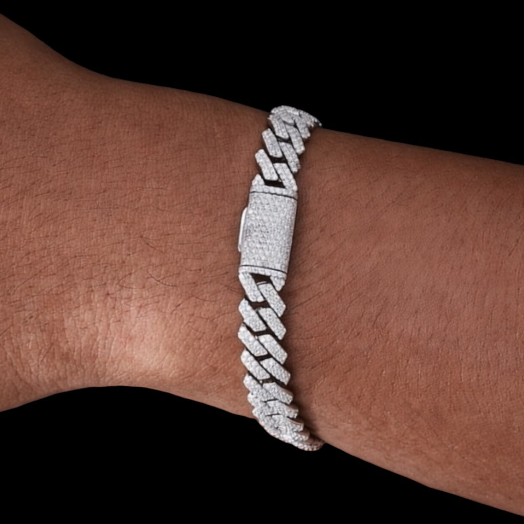 8mm Moissanite Diamond S-Link Cuban Bracelet