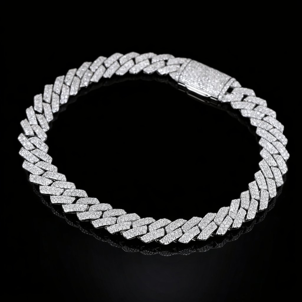 8mm Moissanite Diamond S-Link Cuban Bracelet