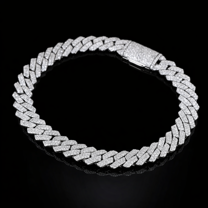 8mm Moissanite Diamond S-Link Cuban Bracelet