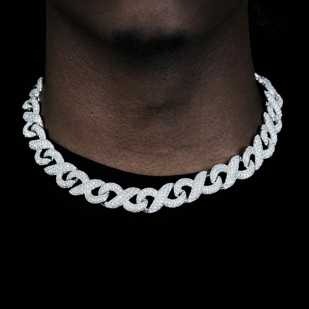 Diamond infinity Cuban link chain necklace