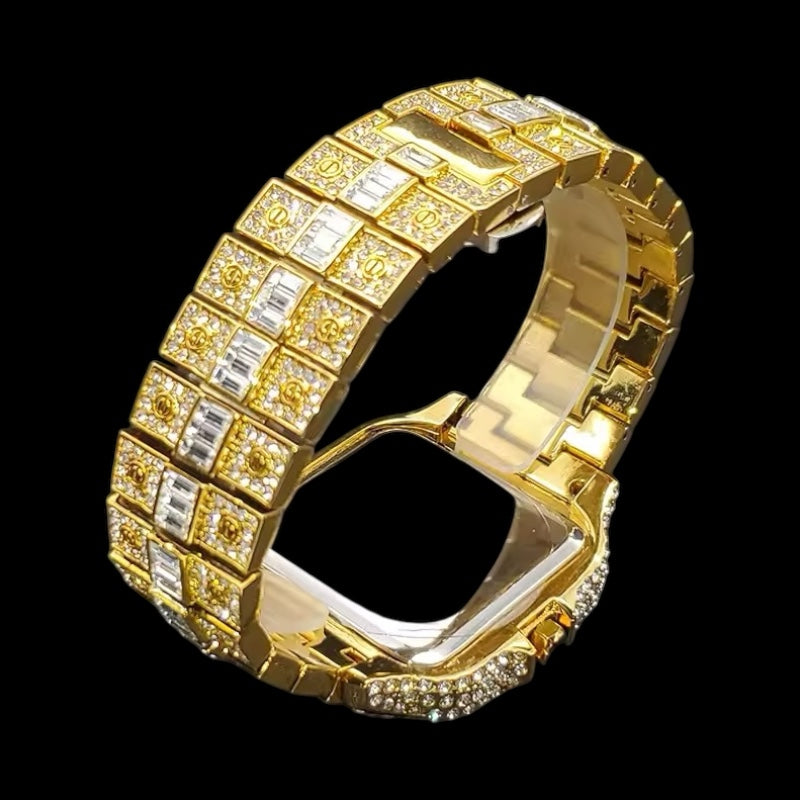 Gold Plated Arabic King Square Horloge