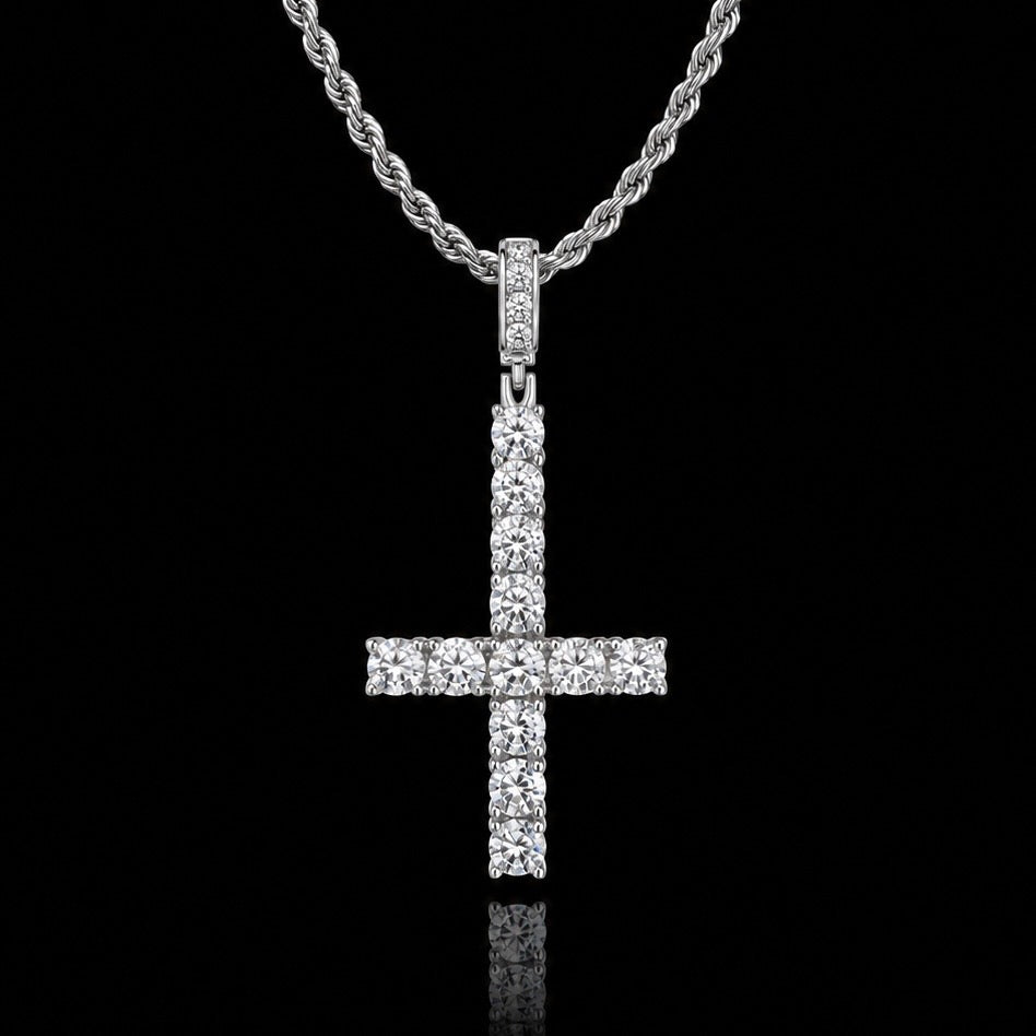 Moissanite Diamond Inverted Cross Pendant