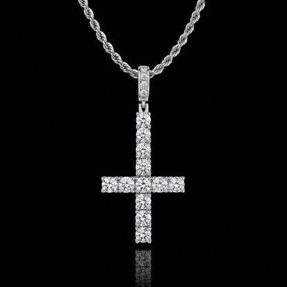 Moissanite Diamond Inverted Cross Pendant
