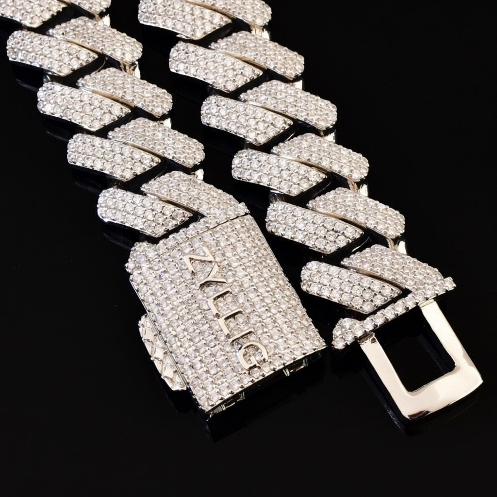20mm white gold diamond iced out personalized Miami Cuban chain necklace