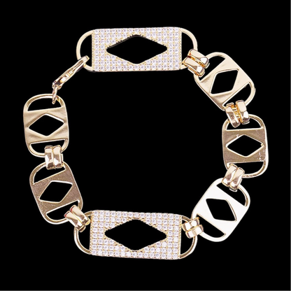 gouden diamanten Koningsketting Armband met Ruiten
