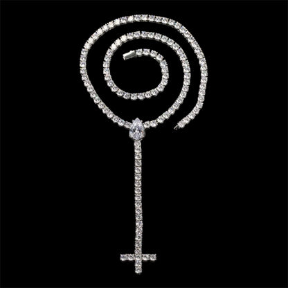 Diamond iced rosary tennis necklace, luxury hip hop jewelry