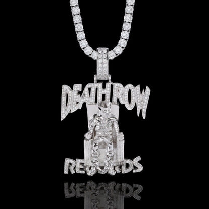 Silver death row pendant with a tennis chain 