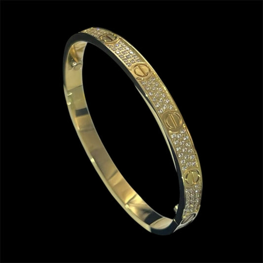 gold diamond iced out bangle bracelet
